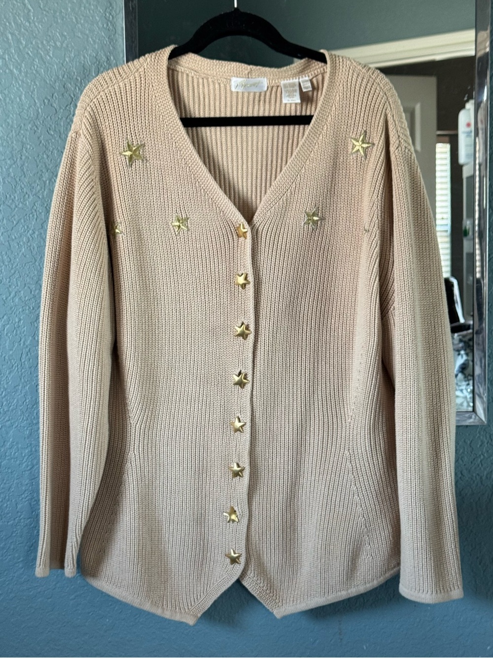 NWT 100% Cotton Shaker Stitch Star-Button Knit Cardigan Sweater Size 2X